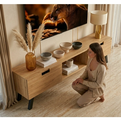 Szafka RTV-17 Drewno Lite Dąb Loft Lakier Rozmiary od 100 cm do 200 cm PREMIUM